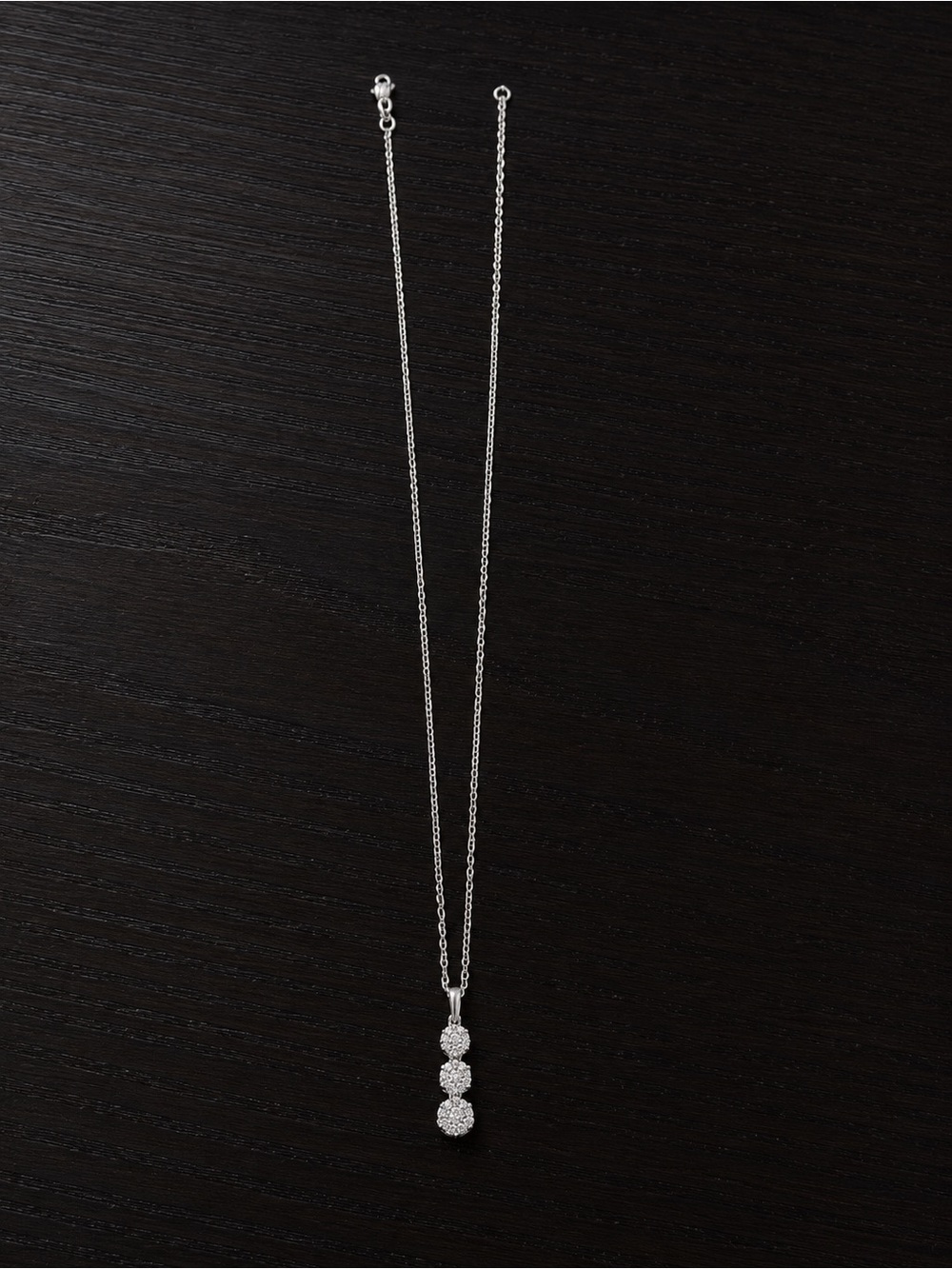 Zales 1/4 CTTW White Gold Triple-Diamond Drop Necklace - White - Picture 2 of 2